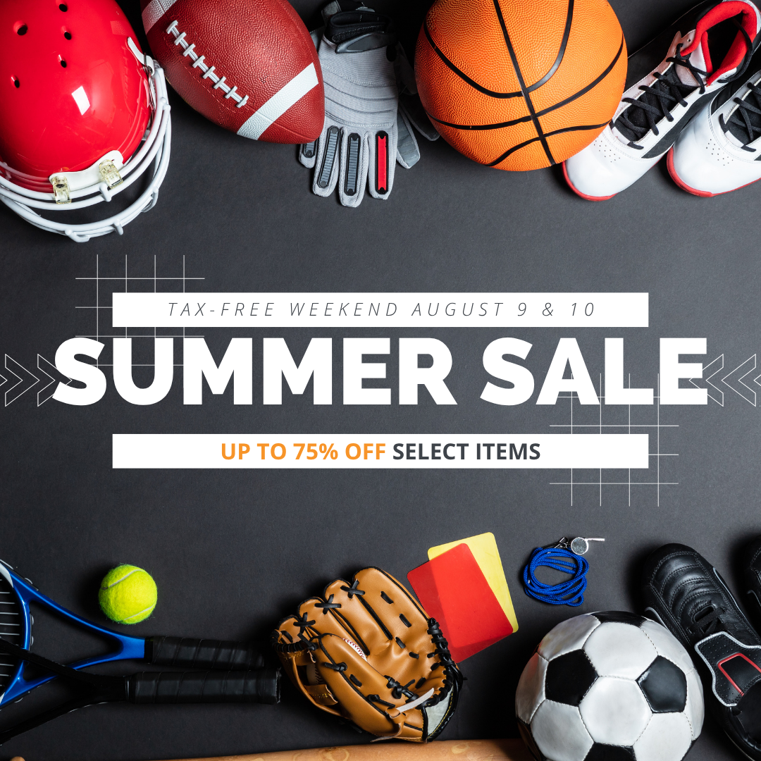 promotional image for summer sale August 9 and 10 at Play It Again Sports—Stoneham.
